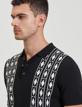 GIANNI LUPO POLO CAMISERO ÉTNICO NEGRO