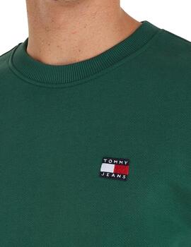 TOMMY SUDADERA VERDE BADGE LOGO