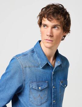 CAMISA DENIM WRANGLER ICON MID STONE