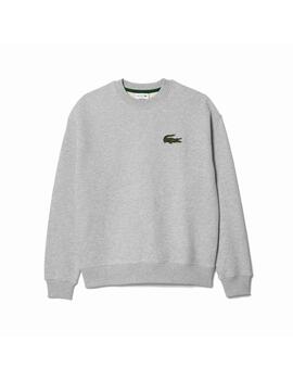 LACOSTE SUDADERA GRIS LOGO BORDADO