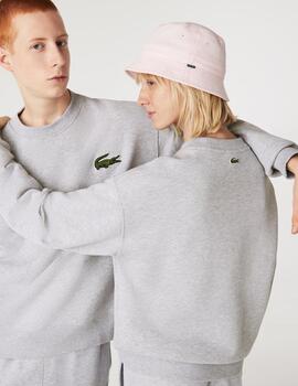 LACOSTE SUDADERA GRIS LOGO BORDADO