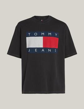 TOMMY CAMISETA NEGRA OVERSIZE BIG FLAG