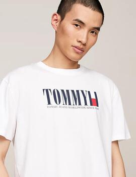 TOMMY CAMISETA BLANCA LOGO FLAG