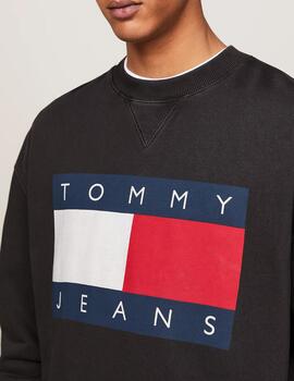 TOMMY SUDADERA NEGRA OVERSIZE LOGO