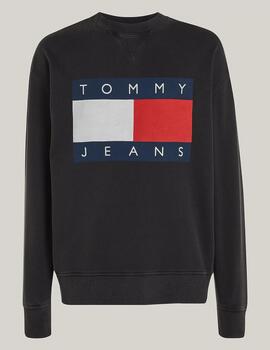 TOMMY SUDADERA NEGRA OVERSIZE LOGO