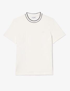 LACOSTE CAMISETA BLANCA CUELLO RAYAS