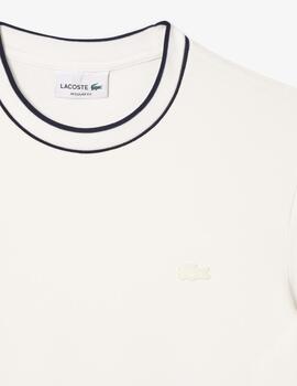 LACOSTE CAMISETA BLANCA CUELLO RAYAS