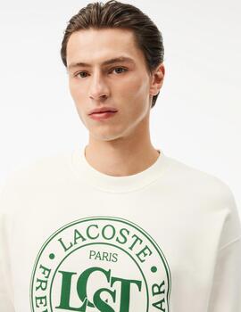 LACOSTE SUDADERA BLANCA GRAFICA