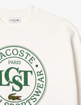 LACOSTE SUDADERA BLANCA GRAFICA