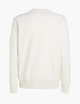 CALVIN KLEIN SUDADERA BLANCA BADGE CREW