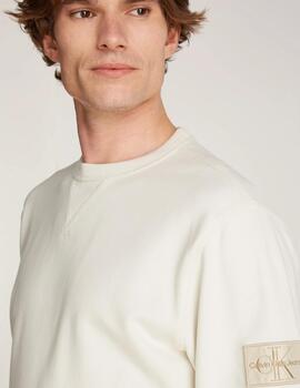 CALVIN KLEIN SUDADERA BLANCA BADGE CREW