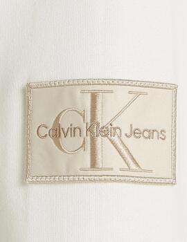 CALVIN KLEIN SUDADERA BLANCA BADGE CREW