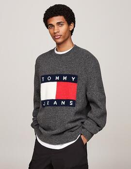 TOMMY JERSEY LOGO GRIS MELANGE