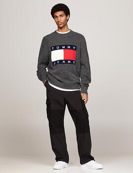 TOMMY JERSEY LOGO GRIS MELANGE