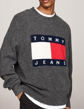 TOMMY JERSEY LOGO GRIS MELANGE