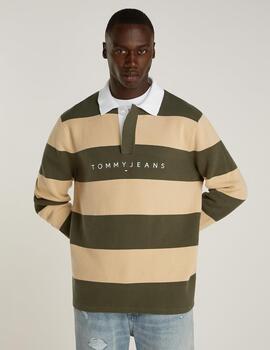 TOMMY POLO STRIPED KAKI CAMEL