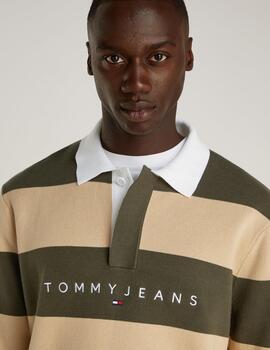 TOMMY POLO STRIPED KAKI CAMEL