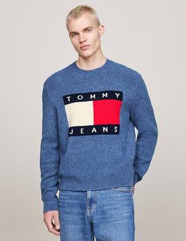 TOMMY JERSEY LOGO AZUL KLEIN MELANGE