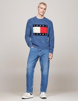 TOMMY JERSEY LOGO AZUL KLEIN MELANGE