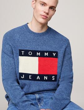 TOMMY JERSEY LOGO AZUL KLEIN MELANGE