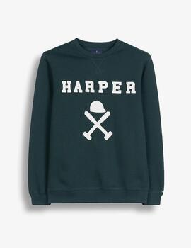 HARPER SUDADERA NEW ENGLAND VERDE BOTELLA