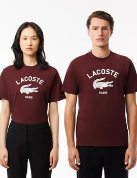 LACOSTE CAMISETA GRANATE ESTAMPADA