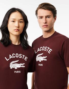 LACOSTE CAMISETA GRANATE ESTAMPADA