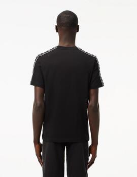 LACOSTE CAMISETA NEGRA CON RAYAS LOGO