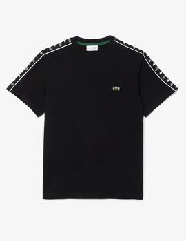 LACOSTE CAMISETA NEGRA CON RAYAS LOGO