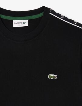 LACOSTE CAMISETA NEGRA CON RAYAS LOGO