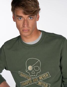 HARPER SUDADERA SKULL VERDE PINO