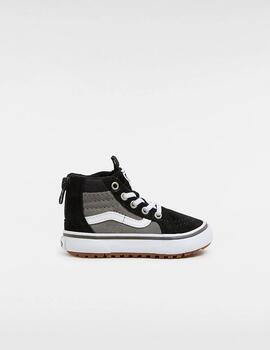 VANS KIDS SK8 HI ZIP BLACK GREY