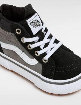 VANS KIDS SK8 HI ZIP BLACK GREY