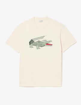 LACOSTE CAMISETA BEIGE ESTAMPADA