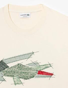 LACOSTE CAMISETA BEIGE ESTAMPADA