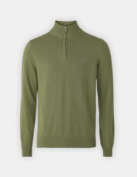 LACOSTE JERSEY VERDE 1/4 ZIP