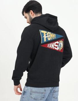 TOMMY HOODIE FLAG TIGER NEGRA