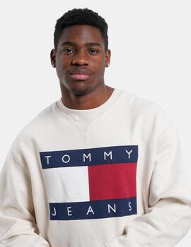 TOMMY SUDADERA ECRU MELANGE FLAG