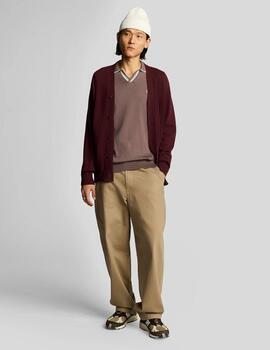 LYLE&SCOTT POLO MARRON KNITTED OPEN COLLAR