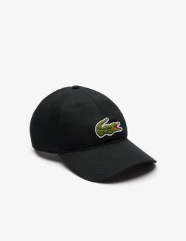 LACOSTE GORRA NEGRA LOGO TEJIDO TOALLA