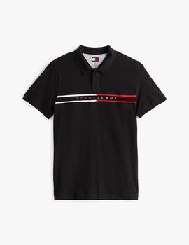 TOMMY POLO NEGRO SLIM CHEST FLAG