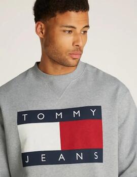 TOMMY SUDADERA LOGO GREY MELANGE