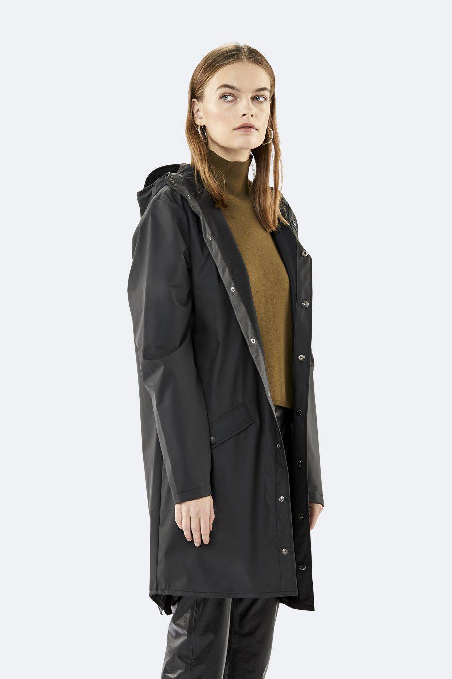 RAINS LONG JACKET BLACK