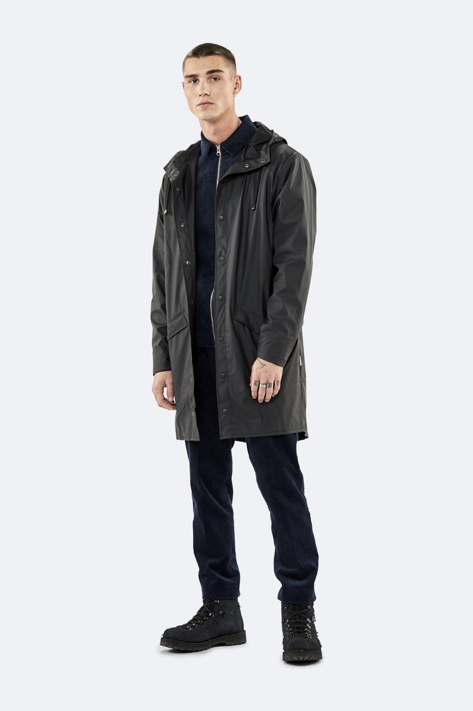 RAINS LONG JACKET BLACK