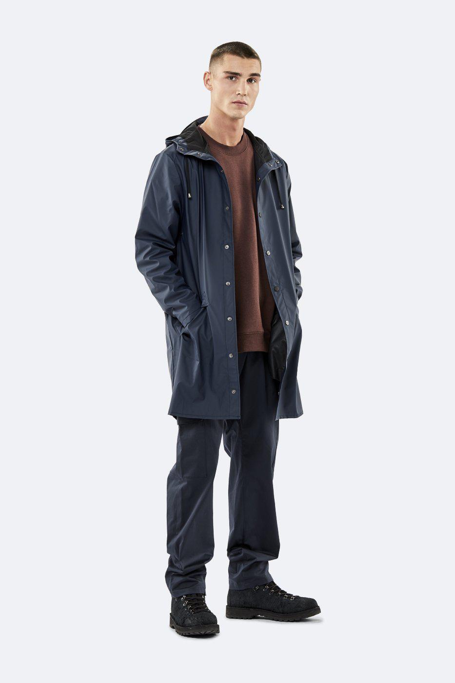RAINS LONG JACKET NAVY