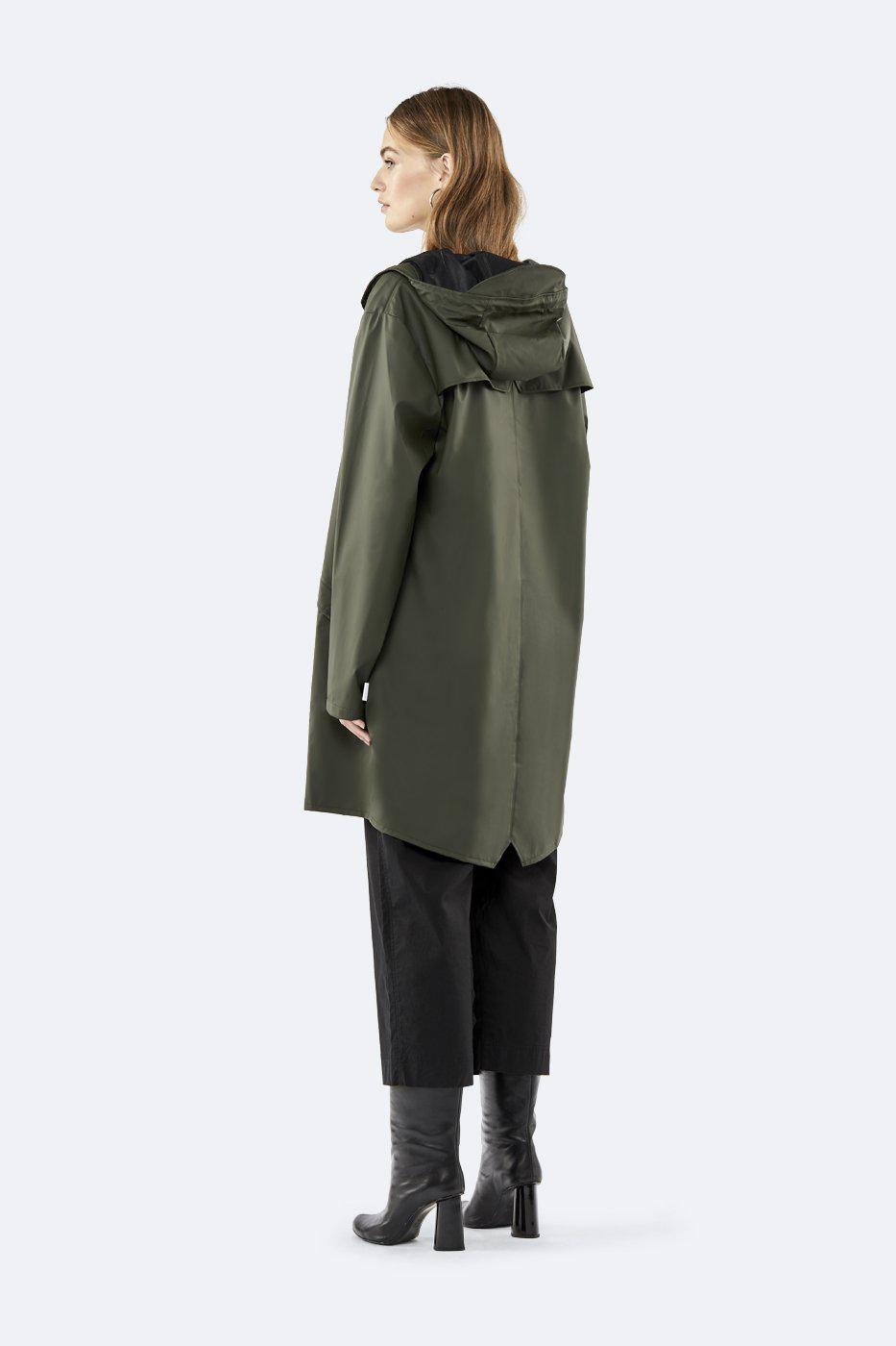 RAINS LONG JACKET GREEN