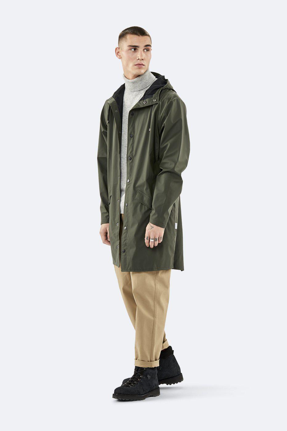 RAINS LONG JACKET GREEN