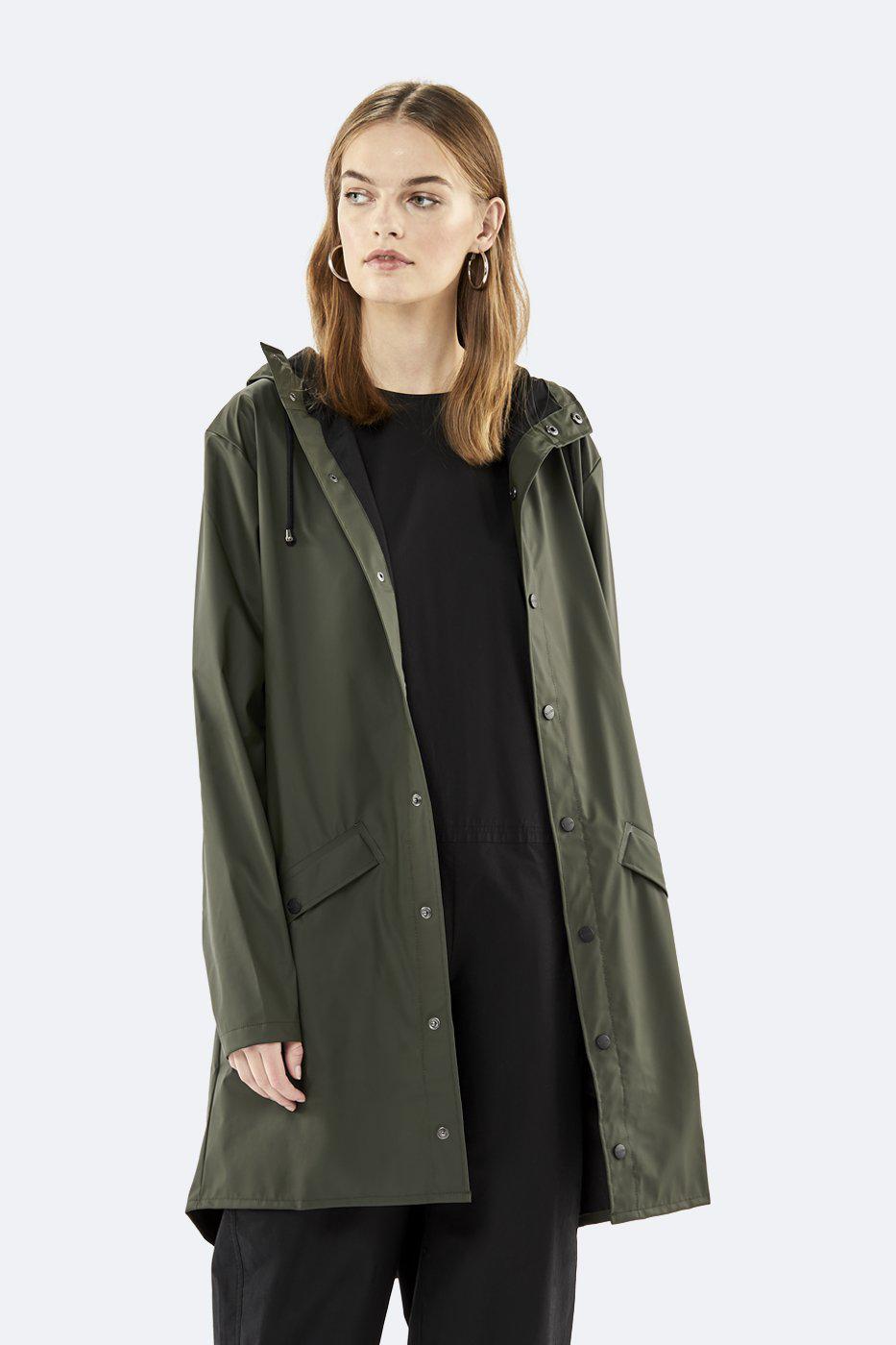 RAINS LONG JACKET GREEN