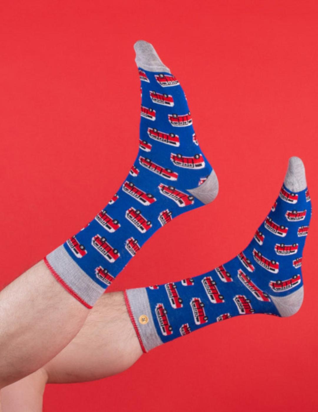 CABAIA CALCETINES INSEPARABLES AZUL AUTOBUS ROJO