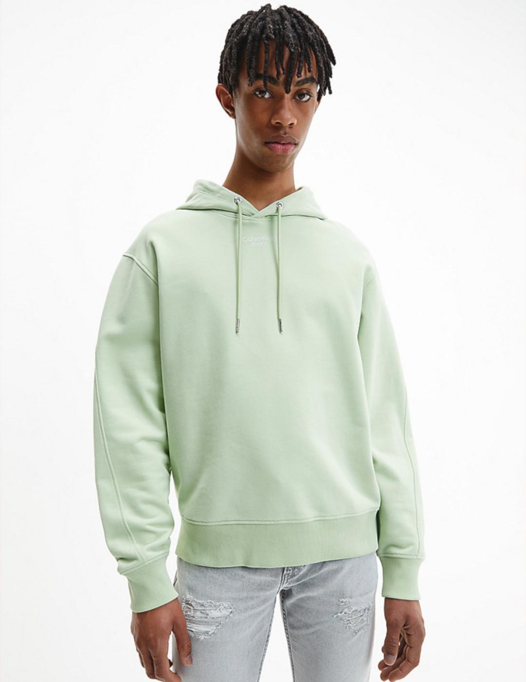 CALVIN SUDADERA STACKED LOGO VERDE